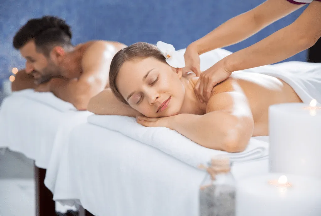 Client relaxing during a restorative massage session